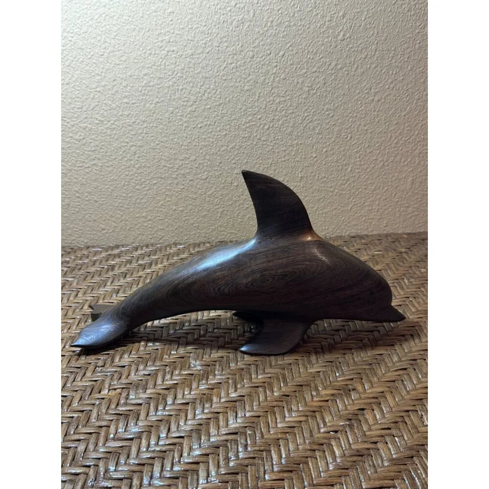 Vintage Carved Ironwood Dolphin Figurine Sculpture Art Decor - Picture 2 of 9